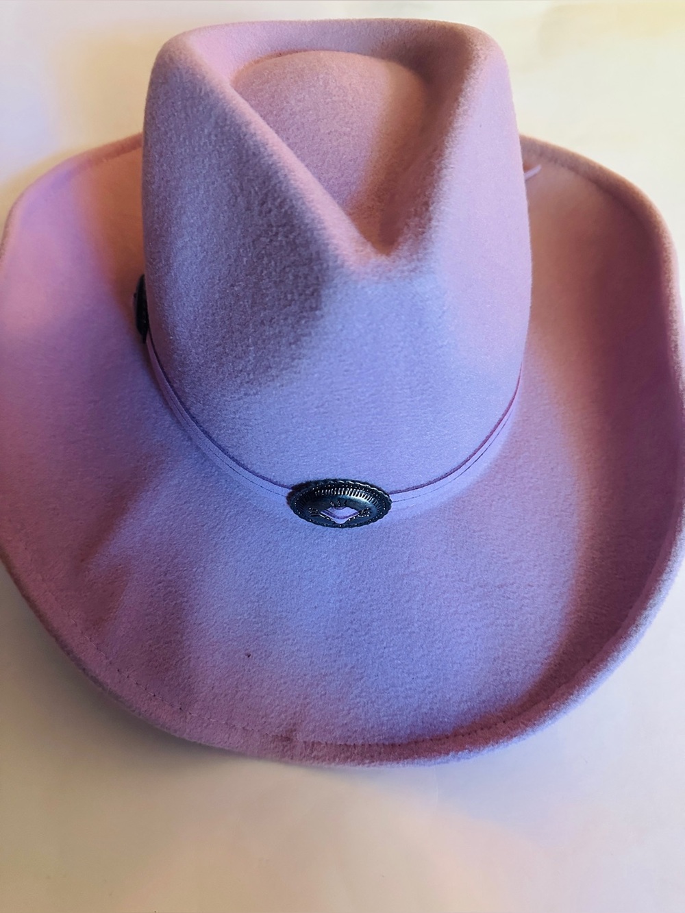 Vince Camuto Pink Felt Western  Cowboy Hat with Concho Trim